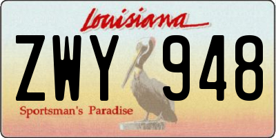 LA license plate ZWY948