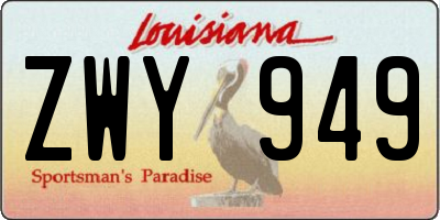 LA license plate ZWY949