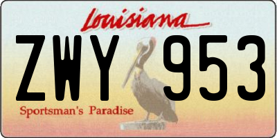 LA license plate ZWY953