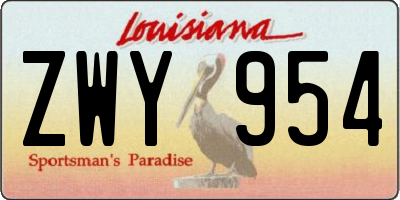 LA license plate ZWY954