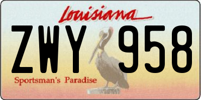 LA license plate ZWY958