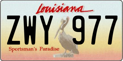 LA license plate ZWY977