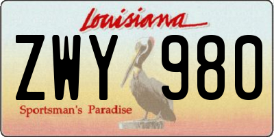 LA license plate ZWY980