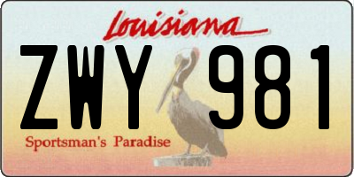 LA license plate ZWY981