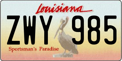 LA license plate ZWY985