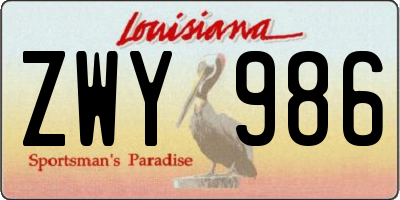 LA license plate ZWY986