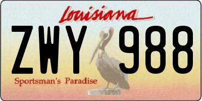 LA license plate ZWY988