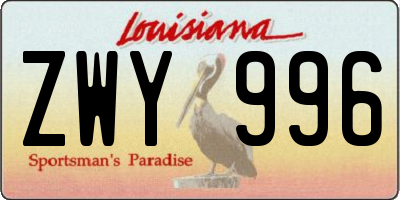 LA license plate ZWY996