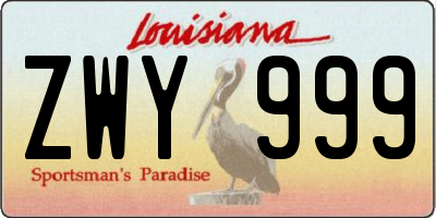 LA license plate ZWY999