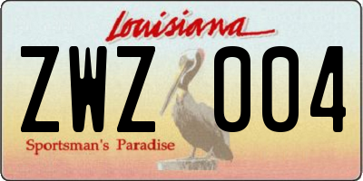 LA license plate ZWZ004