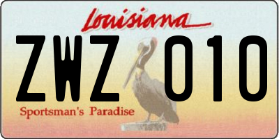 LA license plate ZWZ010