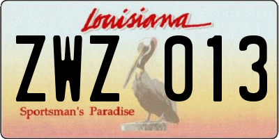 LA license plate ZWZ013