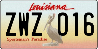 LA license plate ZWZ016