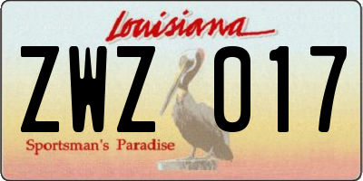 LA license plate ZWZ017