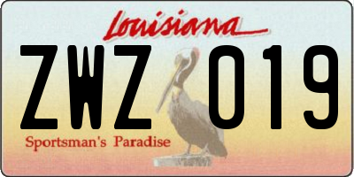 LA license plate ZWZ019