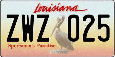 LA license plate ZWZ025