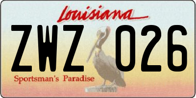 LA license plate ZWZ026