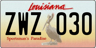 LA license plate ZWZ030