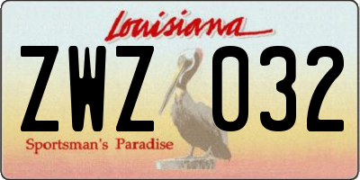 LA license plate ZWZ032