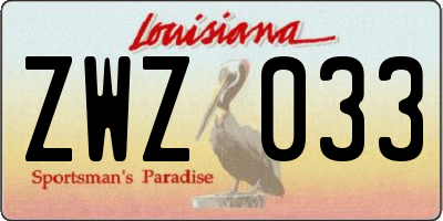 LA license plate ZWZ033