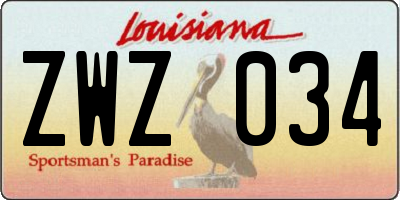 LA license plate ZWZ034