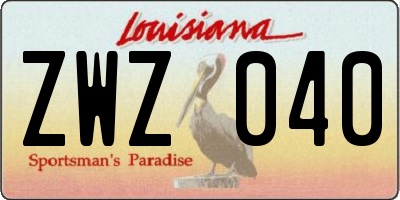 LA license plate ZWZ040