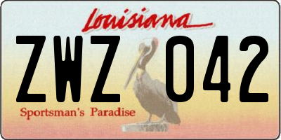 LA license plate ZWZ042