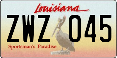 LA license plate ZWZ045