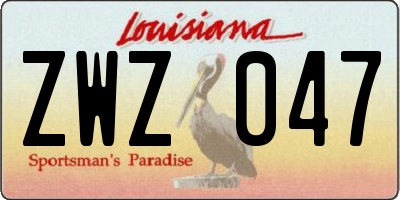 LA license plate ZWZ047