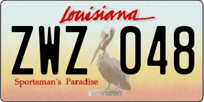 LA license plate ZWZ048