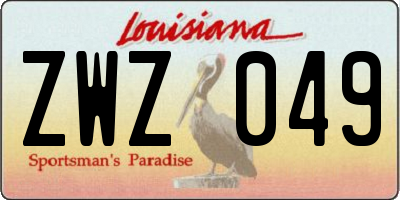 LA license plate ZWZ049