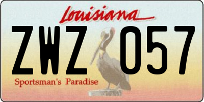 LA license plate ZWZ057