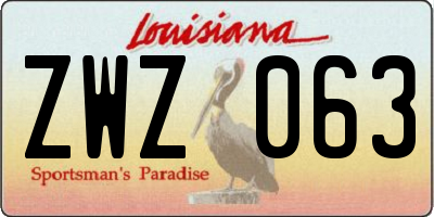 LA license plate ZWZ063