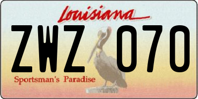 LA license plate ZWZ070