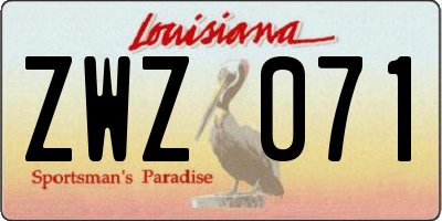 LA license plate ZWZ071