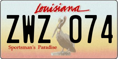 LA license plate ZWZ074