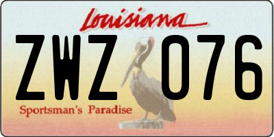 LA license plate ZWZ076