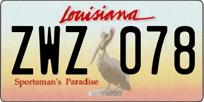 LA license plate ZWZ078