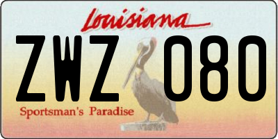 LA license plate ZWZ080
