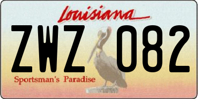 LA license plate ZWZ082