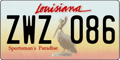 LA license plate ZWZ086