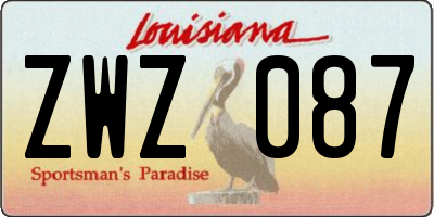 LA license plate ZWZ087