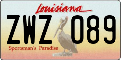 LA license plate ZWZ089