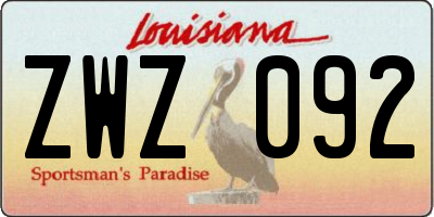 LA license plate ZWZ092