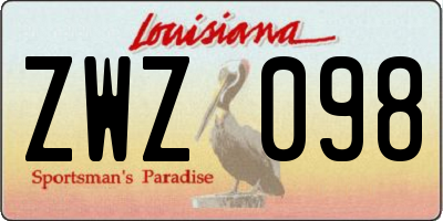 LA license plate ZWZ098