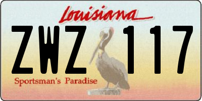 LA license plate ZWZ117