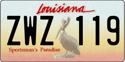 LA license plate ZWZ119