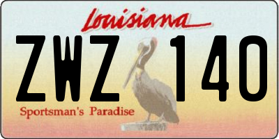 LA license plate ZWZ140