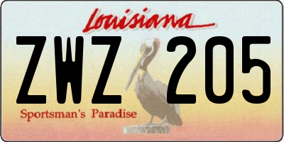 LA license plate ZWZ205