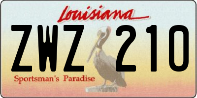 LA license plate ZWZ210